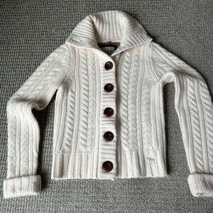 Abercrombie & Fitch White Cable Knit Cardigan